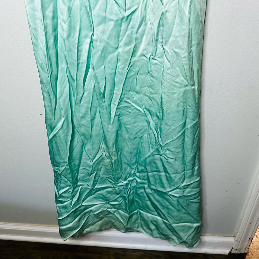 LAPOINTE Metallic Mint Green Halter Neckline Backless Satin Gown Dress Size 4 - Picture 7 of 15